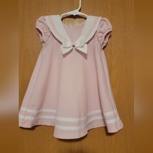 Vintage Bonnie Baby Pink and White Puff Sleeve A-line Dress